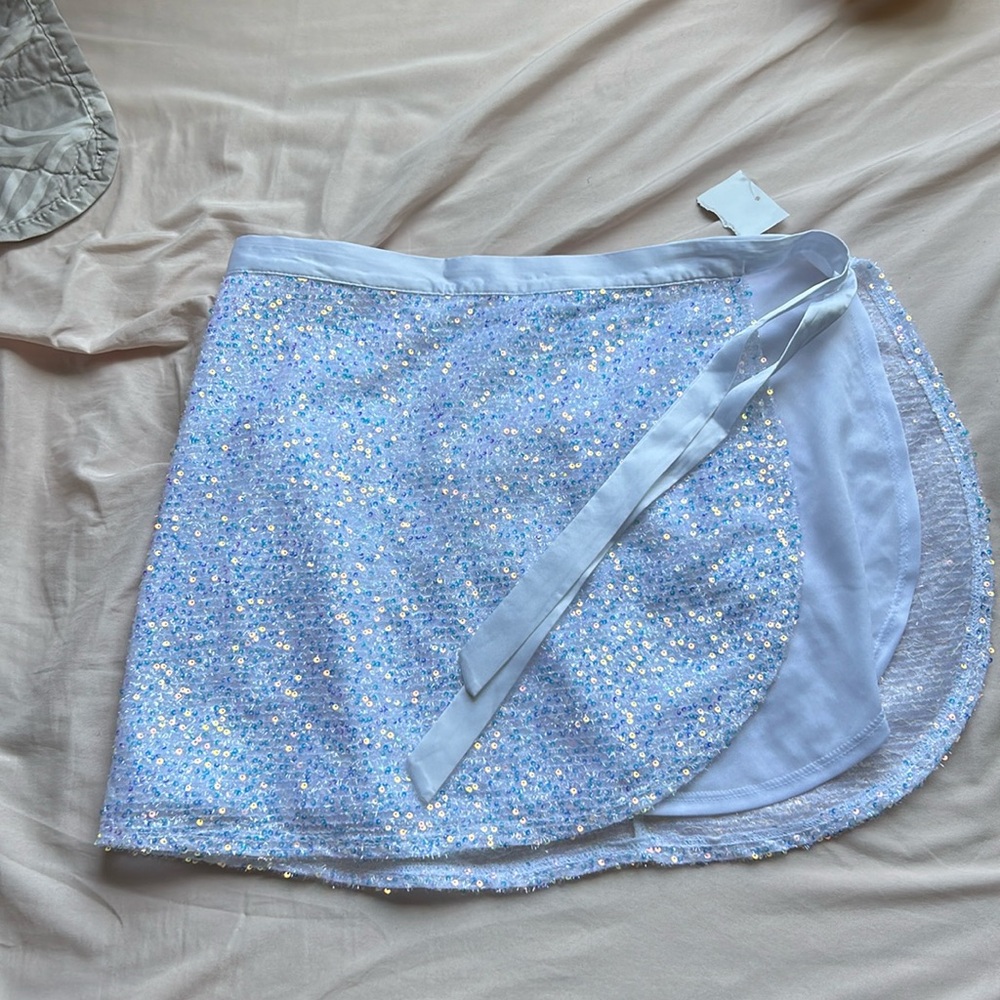 NWT Sparkly sequin swim cover up tie skirt rave bottom cover up
